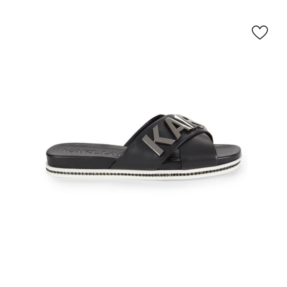 KARL LAGERFELD PARIS Crisscross Logo Slides Size 8 EUR 38